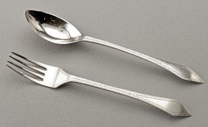 Cape Silver Lemoen Lepel and Konfyt Fork (Orange Spoon & Preserve Fork) - Pair, Jan Lotter